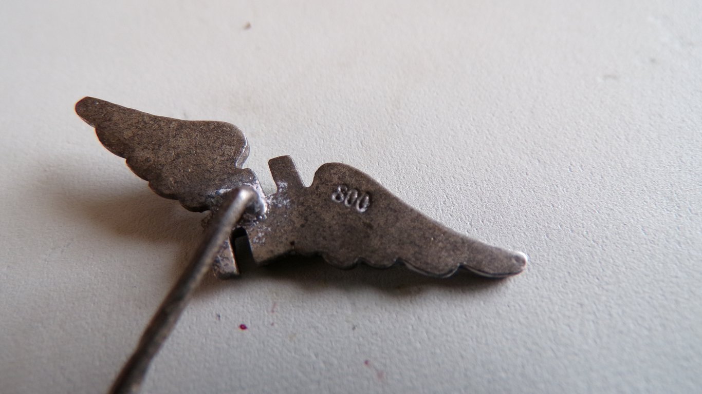 Rare Luftwaffe Civilian 800 Silver Lapel Pin