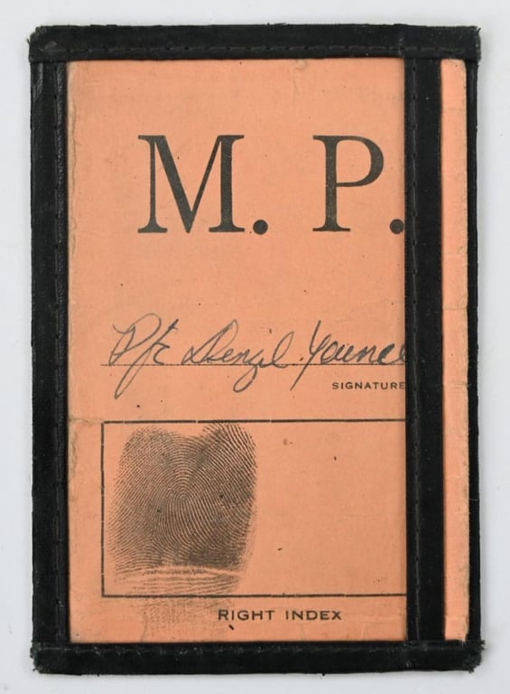 US WW2 Military Police ID Card
