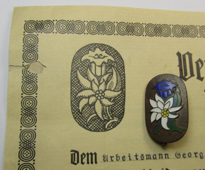 Attractive - and actually scarcely encountered! - RAD- (ie. 'Reichsarbeitsdienst'-) related so-called: 'Traditions-Mützenabzeichen'-grouping as was intended for the Arbeitsmann Georg Seiler who served within the: 'Arbeitsgau XXX'