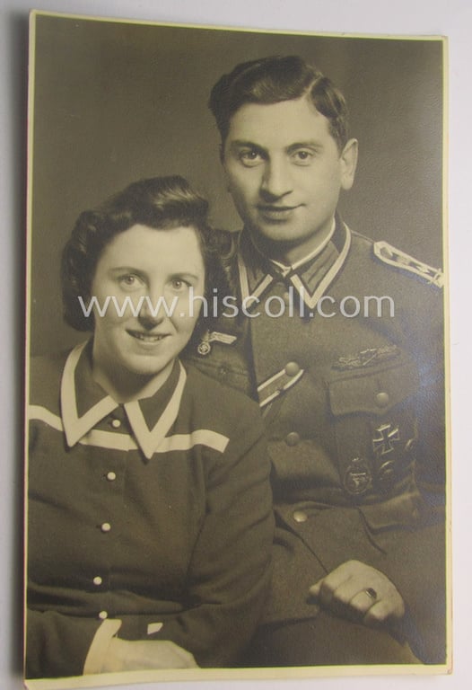 Pair of WH (Heeres), 'cyphered' 'M36'-pattern and/or pointed-styled (ie. generic-styled!) NCO-type shoulderstraps: 'Feldwebel u. Offz.-Anw. eines Kradschützen-Btls.' that comes with a period photo of the bearer