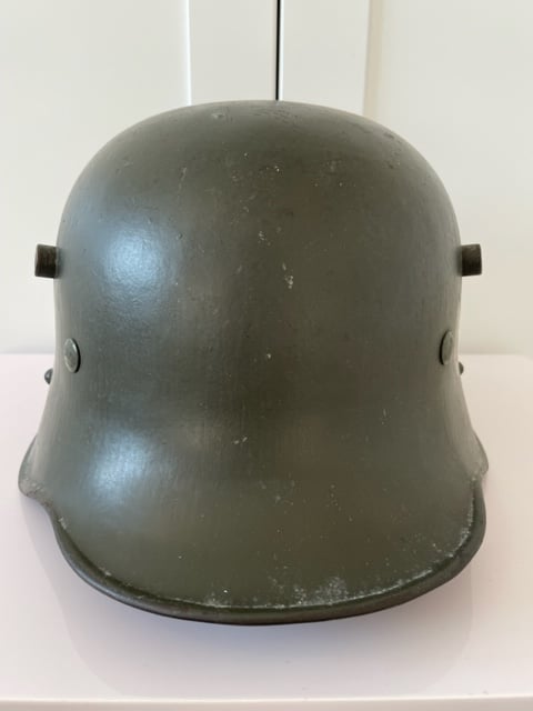 WWI GERMAN HELMET REFURBISHED IN THE 1930s.