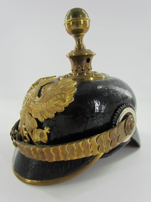 German officers spike helmet ( Pickelhaube ) Artillery, Franco-Prussian war.