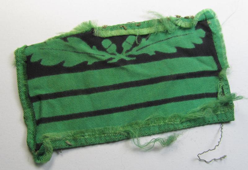 Truly worn - albeit regrettably single - officers'-pattern, WH (Heeres o. Waffen-SS) rank-insignia-bar (for usage on the various camouflaged-uniforms) as was used by an officer holding the rank of: 'Hauptmann' (ie.: 'Waffen-SS Obersturmführer')