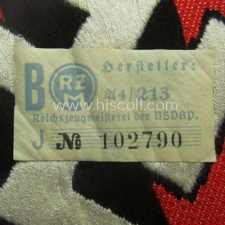 N.S.D.A.P.-related party-armband (ie. 'Armbinde') being of the 'entirely woven'-pattern (that still retains its period 'RzM'-etiket)