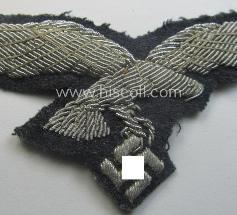 Minimally used WH (LW) officers'- (evt. NCO-) type, hand-embroidered breast-eagle (ie. 'Brustadler für Offiziere der LW')