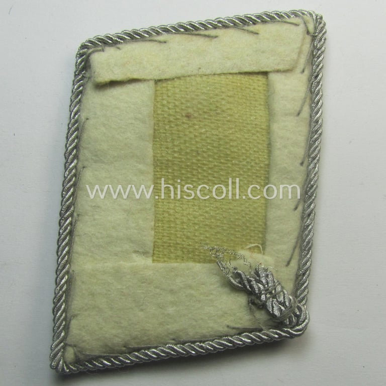 Rarely seen - albeit regrettably single! - neatly hand-embroidered WH (Luftwaffe) officers'-type collar-patch as executed in white-coloured wool as intended for a: 'Hauptmann' serving within one of the units of the: 'Hermann Göring-Division'