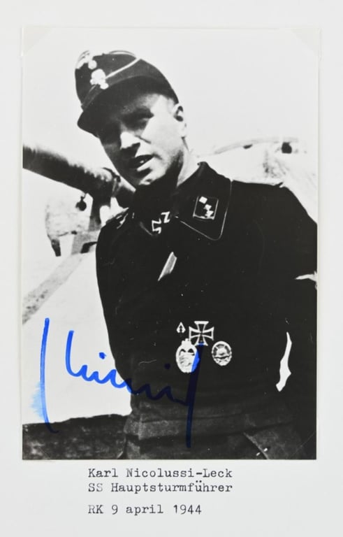 Signature of Waffen-SS Knight's Cross Recipient 'Karl Nicolussi-Leck'