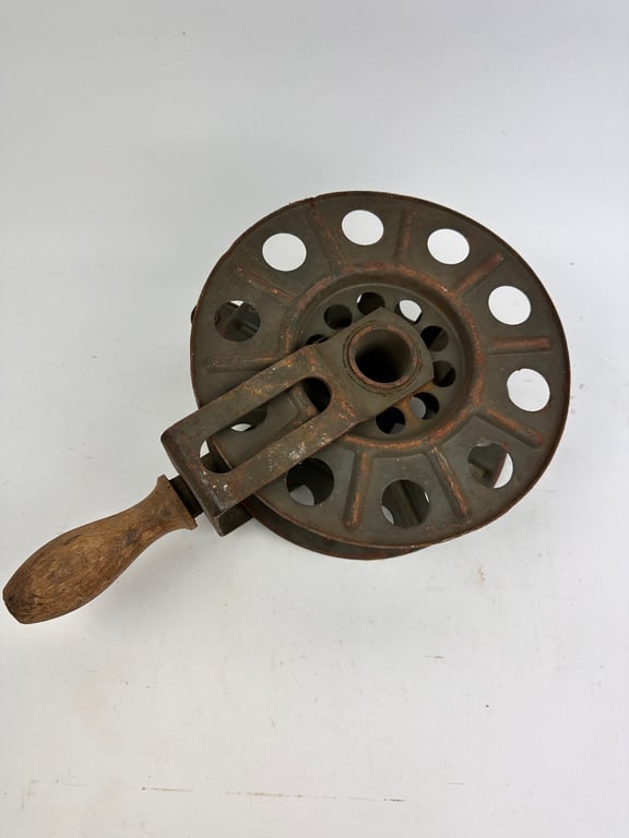 Original German WWII Big Hand Held Cable Reel With Wire Dated 1939 "DZ"