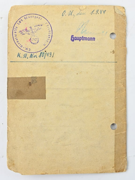 German LW Soldbuch Extra Document