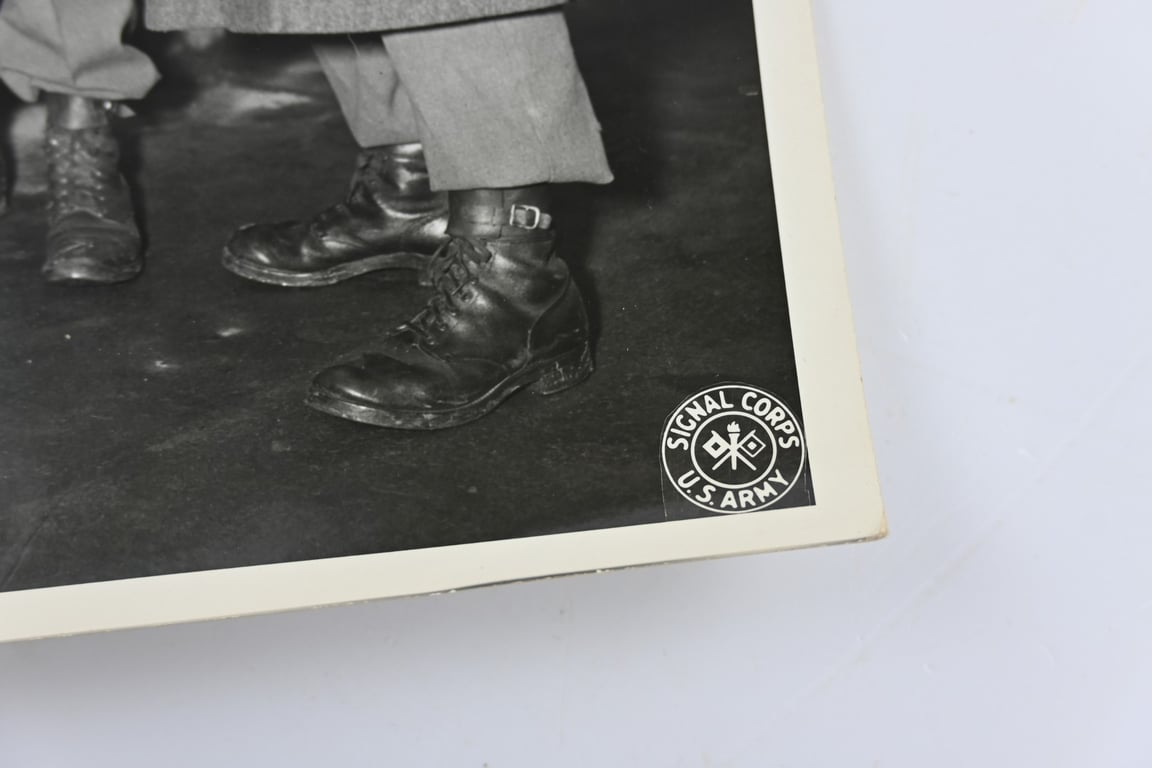 US WW2 Signal Corps Press Photo 'ID Check'