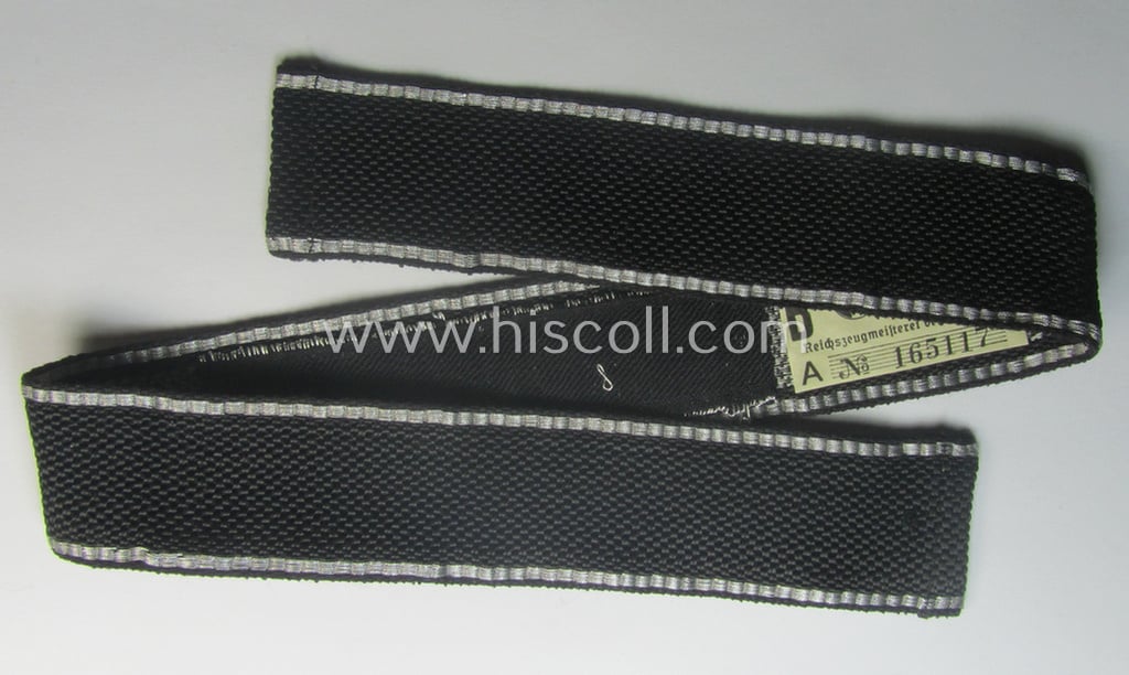 Stunning, Waffen-SS officers'-type, 1939/40-pattern cuff-title (ie. 'Ärmelstreifen') as executed in flat-wire 'BeVo'-weave-pattern (in Gothic-styled script!) for an officer within the: SS-Rgt. 'Deutschland' (2. SS-Pz-Div. "Das Reich")