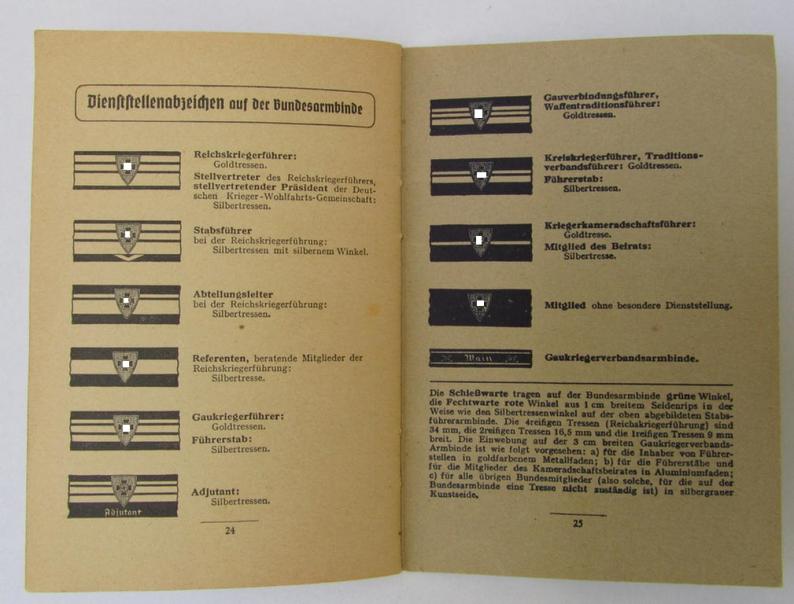 Attractive - and most certainly not that often encountered! - smaller-sized-, period-, 'NS-Reichskriegerbund'-related publication entitled: 'Der NS-Reichskriegerbund - Was er ist und was er will'