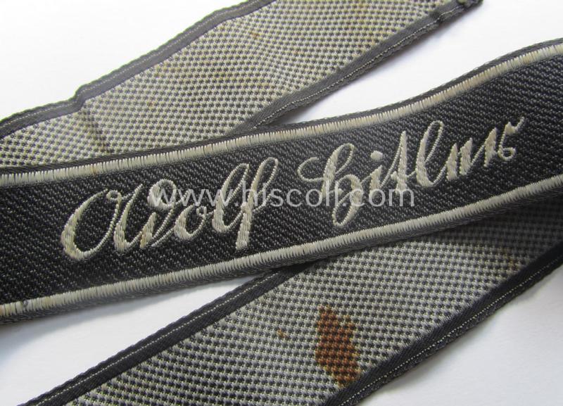 Waffen-SS 1943/44-pattern cuff-title (ie. 'Ärmelstreifen') as executed in typical 'BeVo'-weave-pattern as was intended for a member within the: 1. SS-Panzer-Division "Leibstandarte-SS Adolf Hitler"