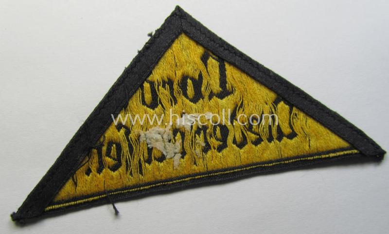 Attractive - and not that easily found! - 'HJ' ('Hitlerjugend') district-triangle (ie. 'Gebietsdreieck') entitled: 'Nord Niedersachsen' (being a hardly used- nor worn example that regrettably misses its 'RzM'-etiket)