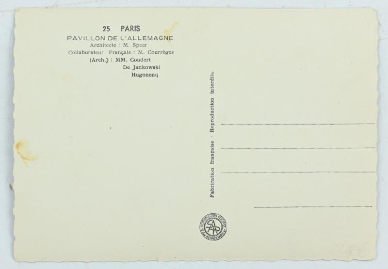 German Third Reich Postcard 'Pavillon de L'Allemagne'