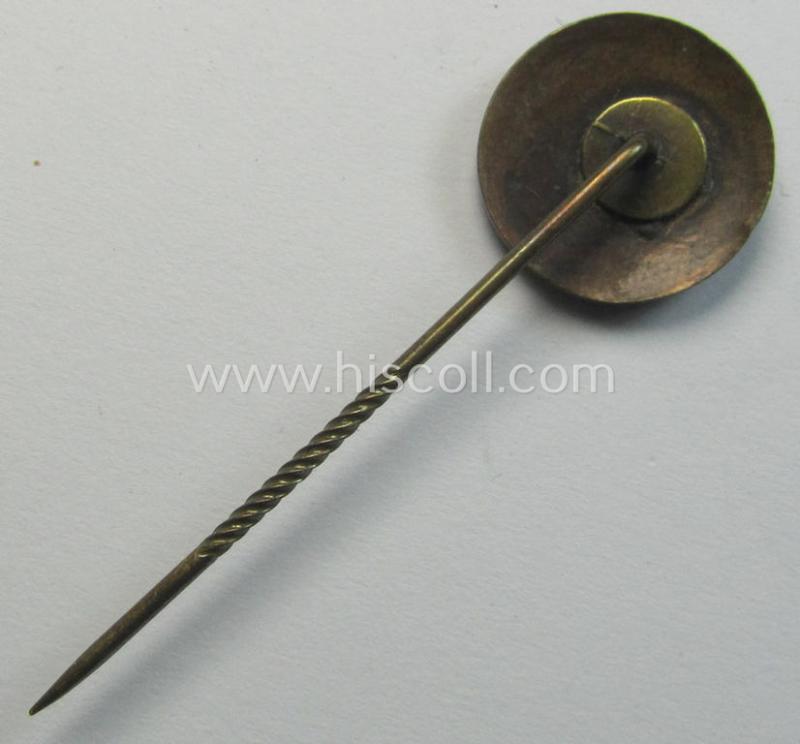 Superb - darker-red-coloured and very nicely preserved! - so-called: 'N.S.D.A.P.'-supporter-pin- ie. party-badge (or: 'Parteiabzeichen') being a smaller-sized specimen that it totally void of a makers'-designation