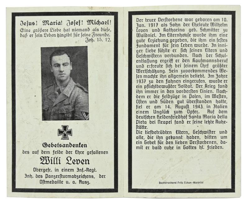 German WH Deathcard Set 'Family Leven'