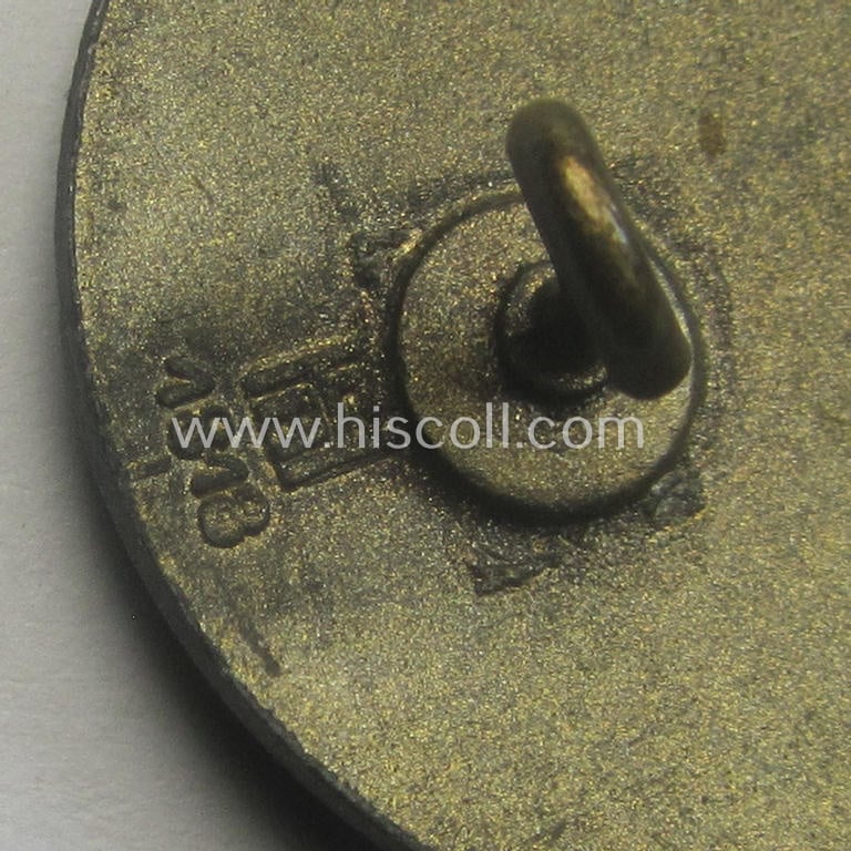 Unusally seen, 'Reichsnährstand'- (ie. 'RNSt.'-) related loyal-service brooch ('Brosche') ie. 'Ehrenzeichen des 1. Form' being a maker- (ie. 'MA 1818') example showing the text: 'Reichsnährstand - für 25 Jahre Treue Dienste'