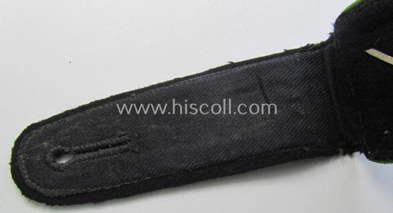 Superb - albeit regrettably single! - Waffen-SS, NCO-type shoulderstrap as piped in the bright-green-coloured branchcolour as was intended for usage by an: 'SS-Oberscharführer' who served within the: 'SS-Panzer-Grenadier-Truppen'