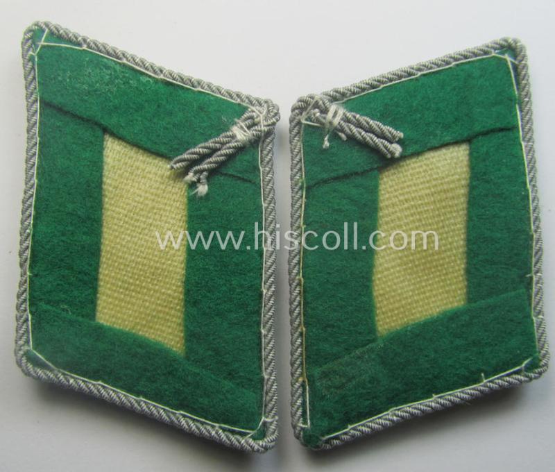 Pair of bright-green-coloured- (and/or: silver-piped) WH (Luftwaffe) officers'-type collar-patches (ie. 'Kragenspiegel für Offiziere') as was intended for a: 'Leutnant der LW-Felddivisionen'