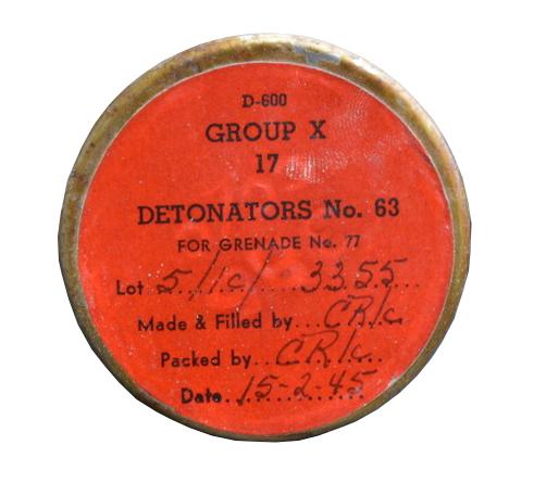 British WW2 No77 Phosphorus Handgrenade Case complete with Cartridges and Detonator box
