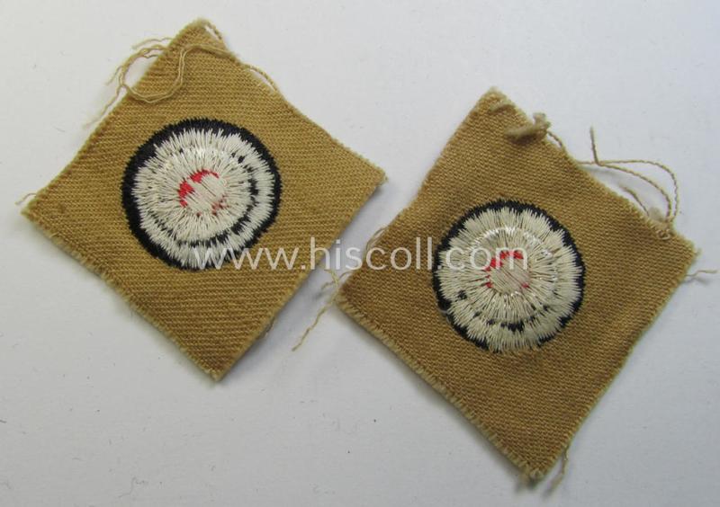 Unusual - and scarcely encountered! - replacement-piece: a WH (Kriegsmarine) 'tropical-issued' cocarde as was used on the tropical side- (and/or: 'M41'-type-) caps as executed in the neat machine-embroidered pattern