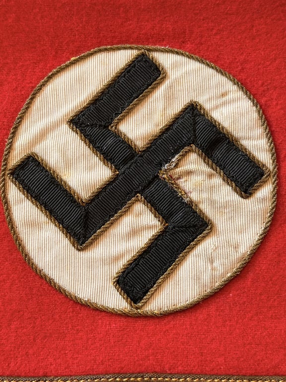 GERMAN WWII AUTHENTIC NSDAP POLITICAL LEADERS THIRD REICH GAU LEVEL ARMBAND WITH RZM PAPER TAG.