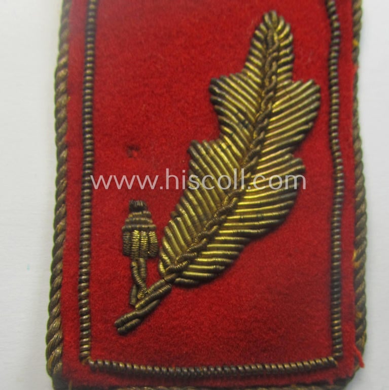 Attractive - albeit regrettably single! - Dutch NSB (ie. 'Nationaal Socialistische Beweging') so-called: 'WA' (ie. 'Weerafdelingen') collar-tab as was intended for usage by a high-ranked WA-official with the rank of an: 'WA-Heerbanleider'