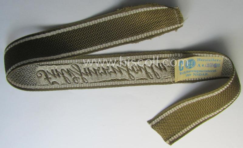 WH (Heeres) 'BeVo'-woven 'FHH-Ärmelstreifen' (ie. cuff-title) as was intended for the soldiers- (ie. NCOs) serving within the: '60. Pz-Gren.-Division “Feldherrnhalle”