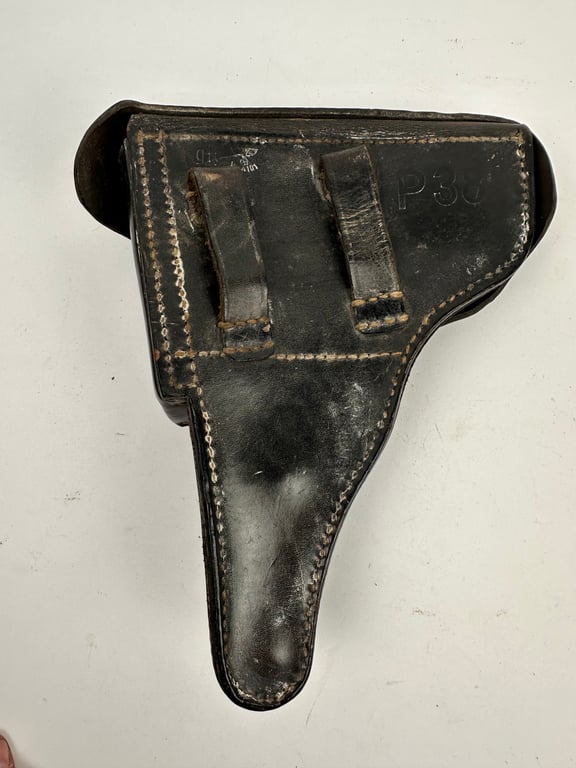 Original German WWII P38 Hardshell Leather Holster 1943