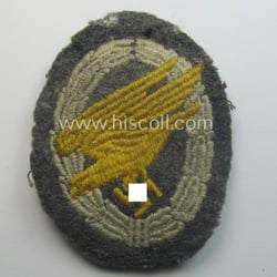 Truly worn WH (Luftwaffe) 'Fallschirmschützen-Abzeichen in Stoff' (or:...