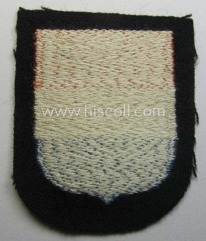 Dutch, Waffen-SS 'volunteer' arm-shield as was specifically intended for usage by soldiers of the: '23. SS Freiwilligen Panzer Grenadier Division' ('Nederland')