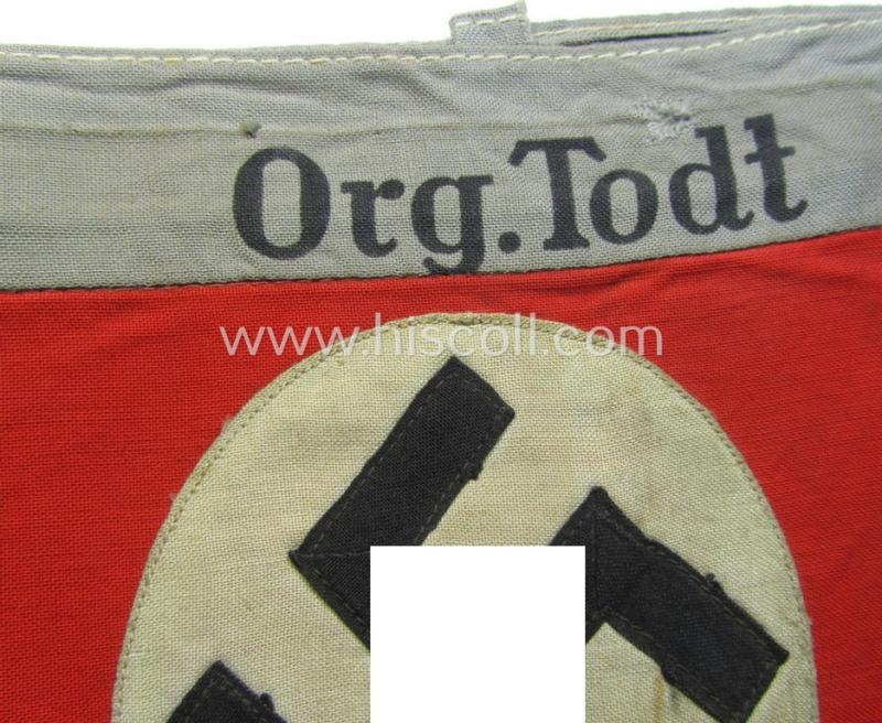 OT (ie.: 'Organisation Todt') EM- (ie. NCO-) pattern cuff-title (ie. 'Ärmelband für Mannschaften u. Uffz.') combining a swastika- and 'Org.Todt'-cuff-title