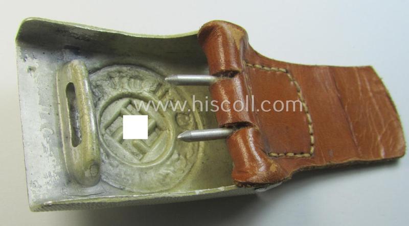 Superb, police (ie. 'Polizei') aluminium-based belt-buckle (ie. 'Koppelschloss für Mannschaften u. Uffz. der Polizei') being a maker- (ie. 'Dransfeld & Co.'-) marked and '1940'-dated example that comes in a fully untouched, condition
