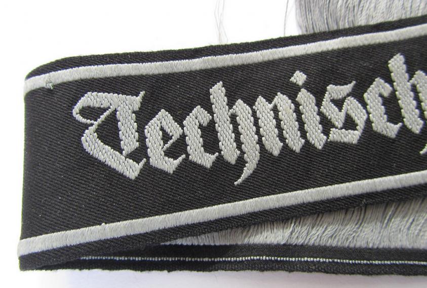 Attractive - and actually scarcely encountered! - example of a cuff-title (ie. 'Ärmelstreifen') entitled: 'Technische Nothilfe' (= 'TeNo'), being an example as was woven in the neat 'BeVo'-weave pattern