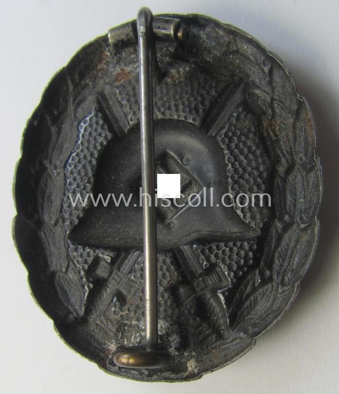 Early-pattern black-class wound-badge (ie.: 'Verwundeten Abzeichen in Schwarz') being a detailed so-called: 'Spanish Civil-War'-version