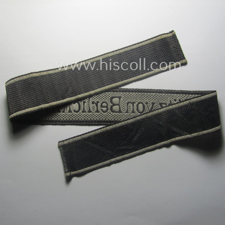 Waffen-SS 1943/44-pattern cuff-title (ie. 'Ärmelstreifen') as executed in typical 'BeVo'-weave-pattern as was intended for a member within the: '17. SS-Panzergrenadier-Division "Götz von Berlichingen"