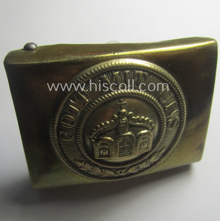 WWI-period (ie. 'Preussen'-related), copper- (ie. nickle-crome-) based, EM/NCO-type belt-buckle being a moderately used example