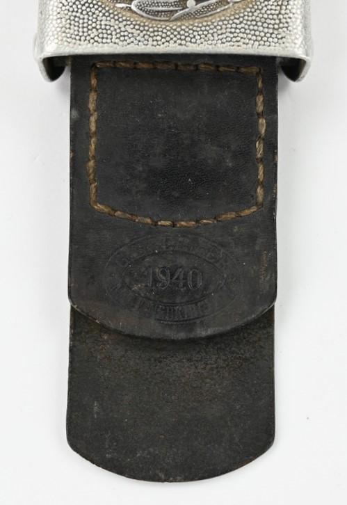 German LW Beltbuckle with Leather Tab 'GB' 1940