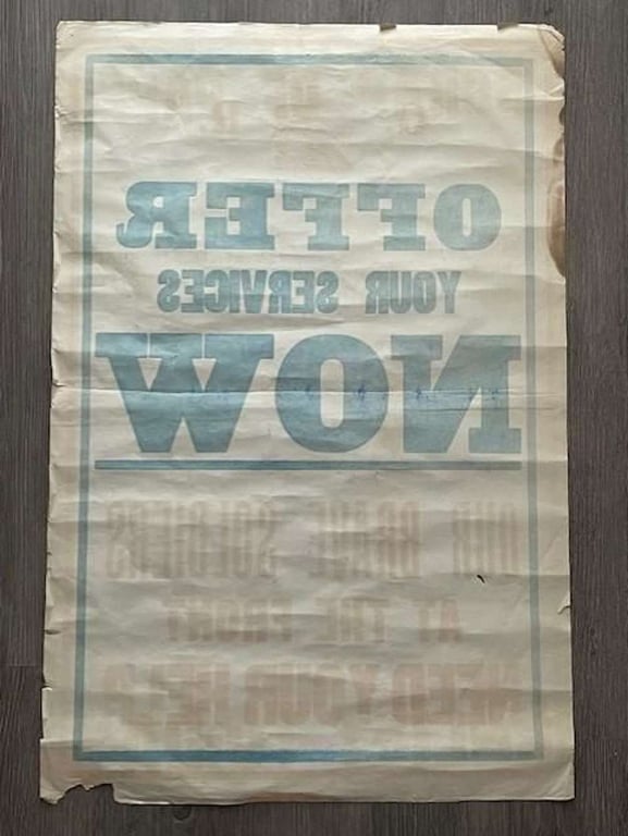 RARE ORIGINAL BRITISH WWI RECRUITING POSTER 1914-1918