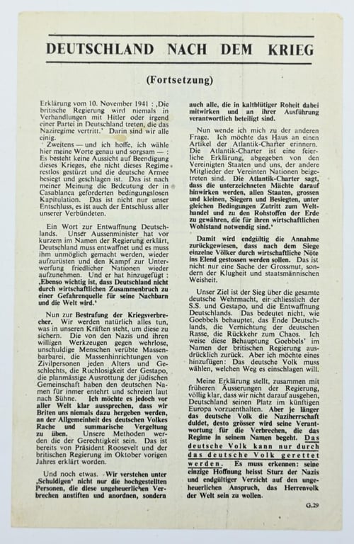 British WW2 Droppingsflyer 'Deutschland nach dem Krieg'