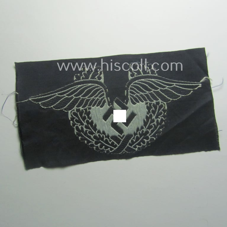 Scarcely found, WH (Lufwaffe) related, 'BeVo'-woven breast-badge (ie. 'Mitglieds-Zivilabzeichen für Angestellte u. Arbeiter der Luftwaffe')