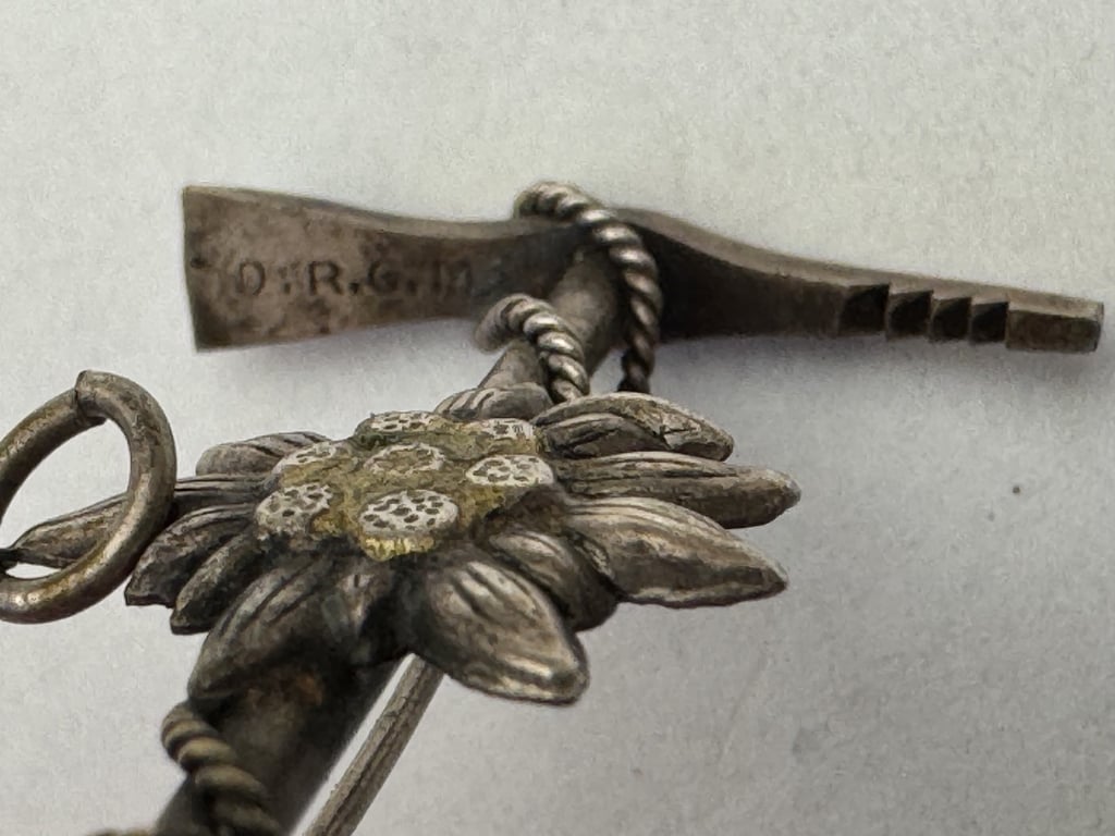 German Alpine Edelweiss Stickpin – Silver 800 – DRGM Registered – c.1930s