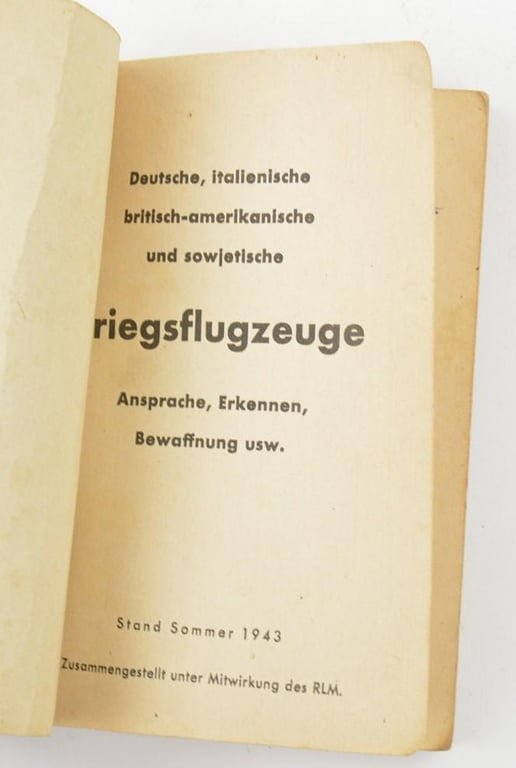 German LW Airplane Identification Booklet