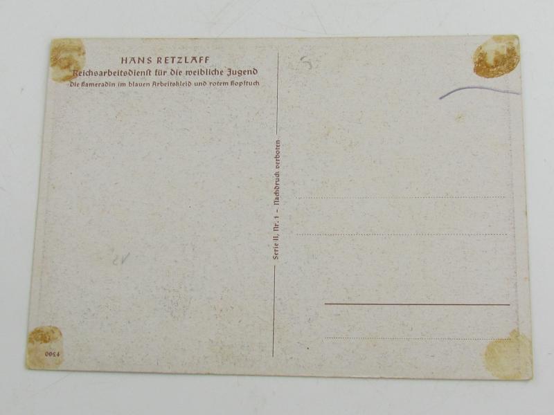 Postcard : Reichsarbeitsdienst (Reich Labour Service), Young Woman