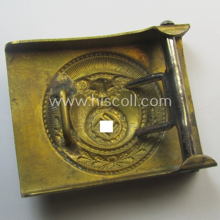 Neat - albeit unmarked and typically regular-sized! - example of a pre-war-period, SA (ie. 'Sturmabteilungen') copper- (ie. 'messing'-) based belt-buckle being a 'variant'-pattern- (ie. 'two-pieced'-) specimen