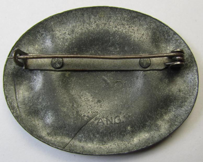'Reichsarbeitsdienst der weiblichen Jugend' (or: RADwJ ie.: Womens Labor Service) so-called: 'Erinnerungsbrosche' (or: commemorative brooch), being a neatly maker- (ie. 'ANG'-) marked example as was executed in zinc-based metal