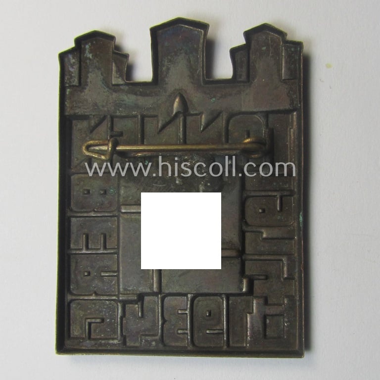 Unusual, reddish-copper-toned N.S.D.A.P.-related day-badge (ie. 'tinnie') being a non-maker-marked example as was issued to commemorate a specific (I deem veteran-related) meeting entitled: 'Tannenberg - 1934'