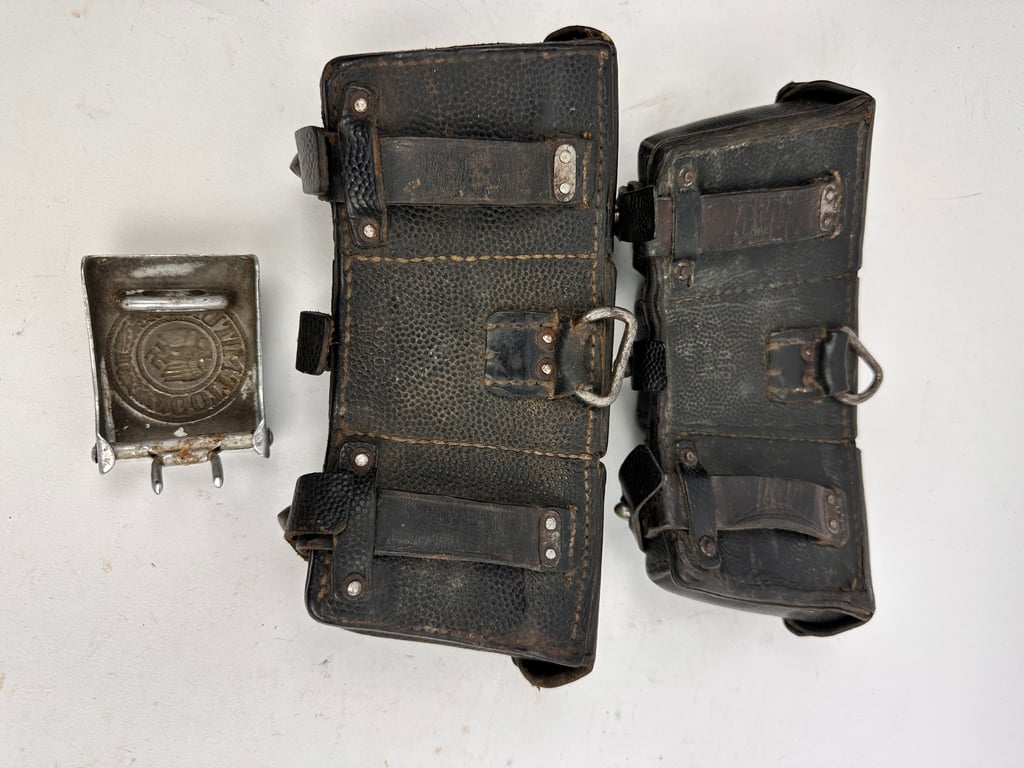 WW2 German Belt,Buckle and 2 K98 pouches "found like this"