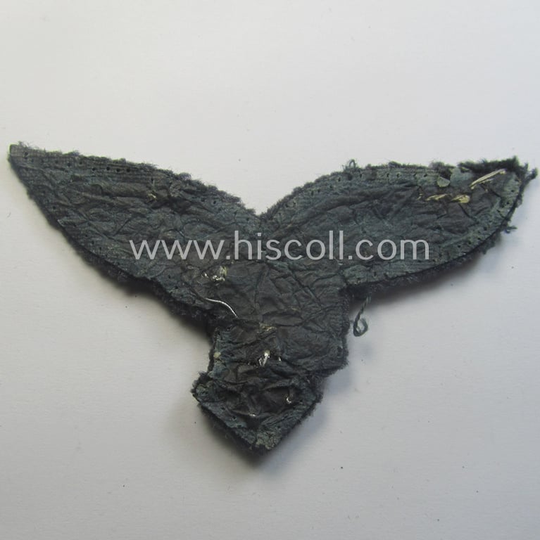 WH (Luftwaffe) officers'-pattern breast-eagle (ie. 'Brustadler für Offiziere der Luftwaffe') being a neatly hand-embroidered example of the: 'Extra Qualität' that comes in a moderately used- (ie. carefully tunic-removed-), condition